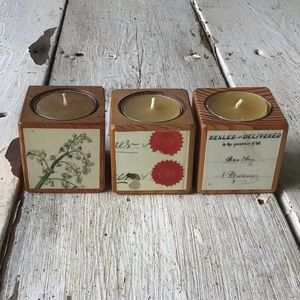 NEW Peg & Awl wooden tea candle HOLDER 3 pieces